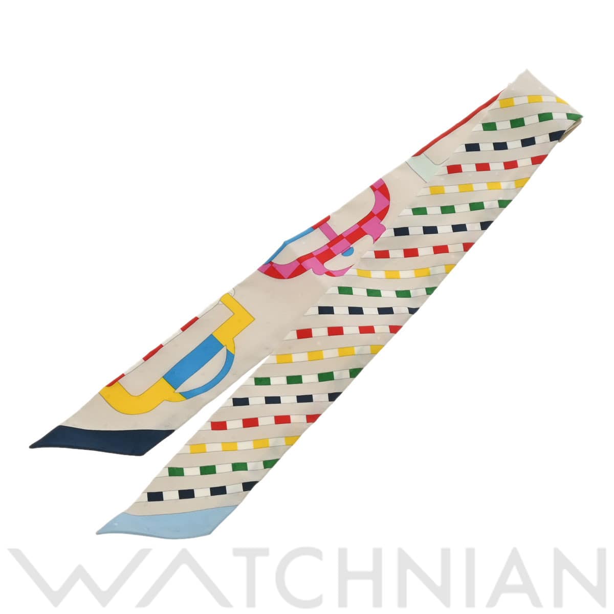 エルメス ツイリー BOUCLERIE MODERNE クレ/ブルー/ルージュ 063351S シルク100％ レディース 【新品】【other】