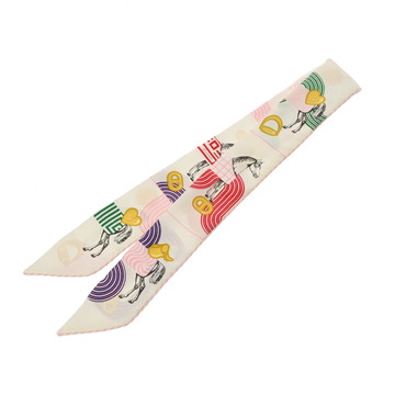 エルメス ツイリー GARDE ROBE POP ホワイト/マルチカラー シルク100％ レディース 【中古】【other】