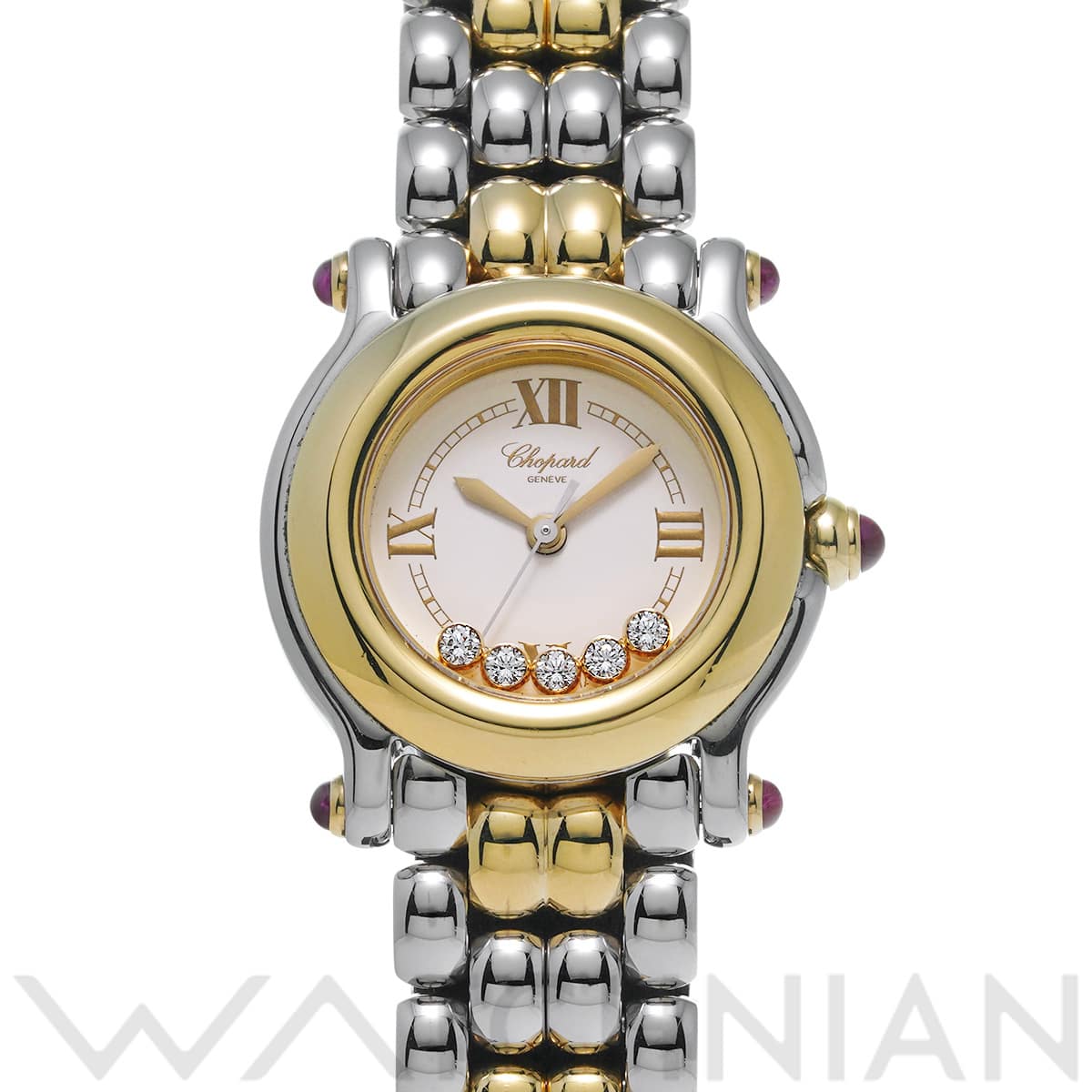 ショパール ハッピースポーツ 27/8278-21 ホワイト/ダイヤモンド レディース 時計 【中古】【wristwatch】