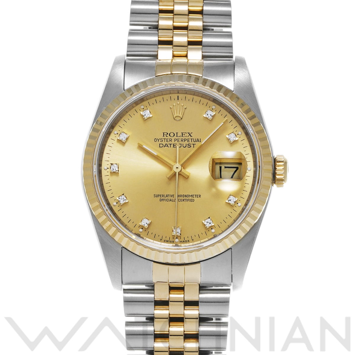 ロレックス デイトジャスト 16233G シャンパン/ダイヤモンド メンズ 時計 【中古】【wristwatch】