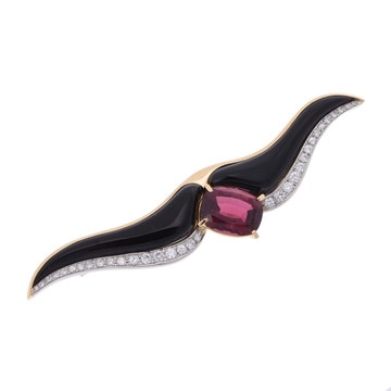 タサキ ルベライトブローチ ゴールド K18イエローゴールド YG/Pt900プラチナ レディース ジュエリー 【中古】【jewelry】