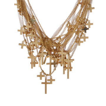 ノーブランド CALGARO クロスモチーフ メッシュネックレス ゴールド K18イエローゴールド YG レディース ジュエリー 【中古】【jewelry】