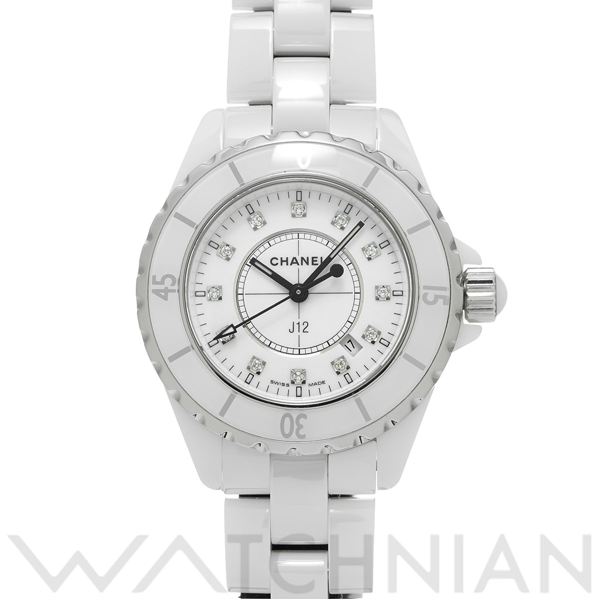 シャネル J12 33MM H1628 ホワイト/ダイヤモンド レディース 時計 【中古】【wristwatch】