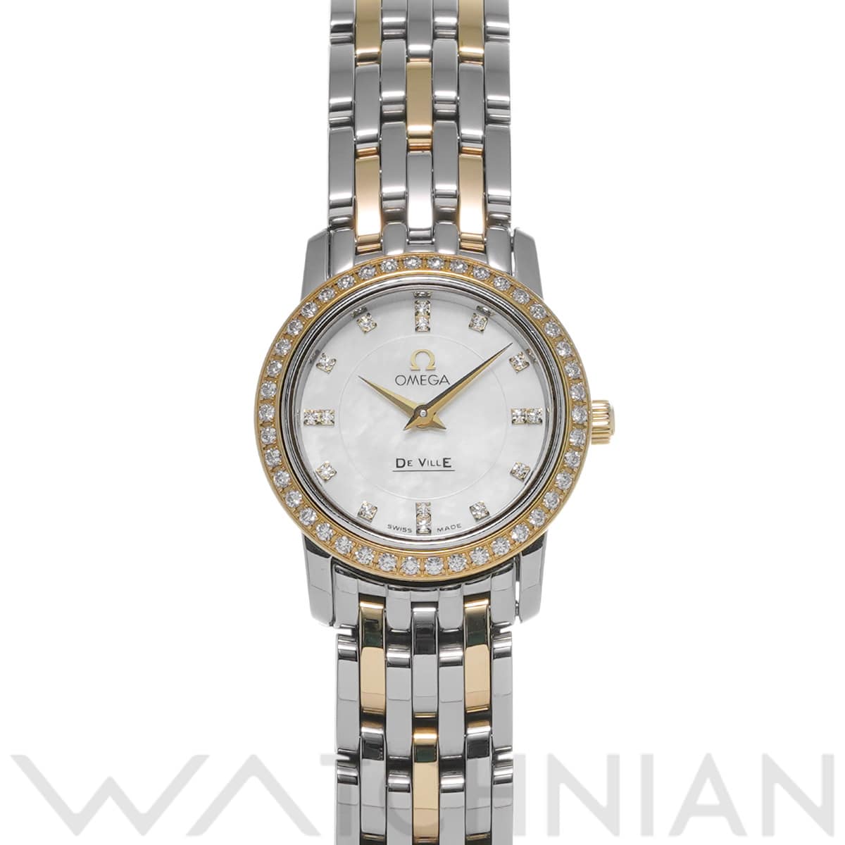 オメガ デ・ヴィル プレステージ クォーツ 4375.75 ホワイトシェル/ダイヤモンド レディース 時計 【中古】【wristwatch】