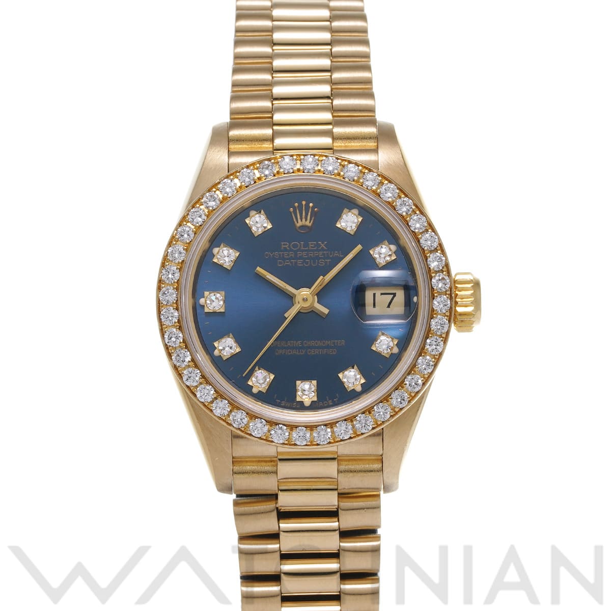 ロレックス デイトジャスト 69138G ブルー/ダイヤモンド レディース 時計 【中古】【wristwatch】