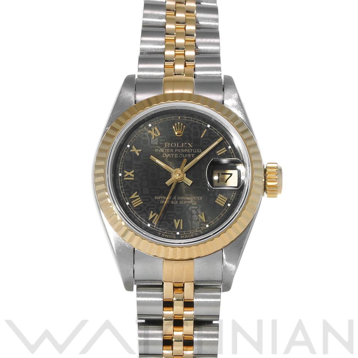 ロレックス デイトジャスト 69173 ブラックコンピュータ レディース 時計 【中古】【wristwatch】