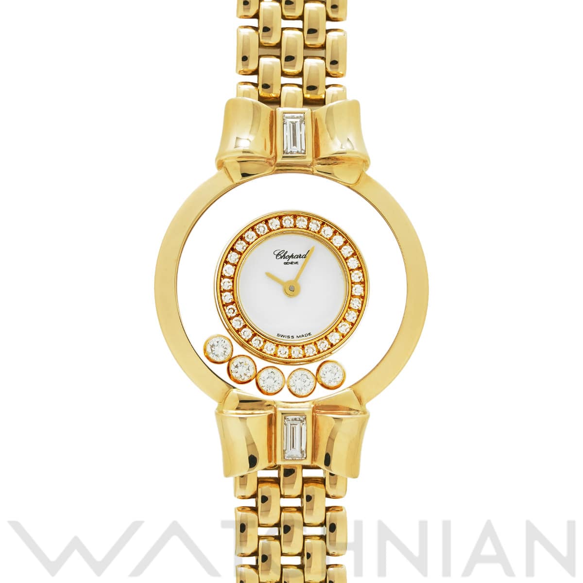 ショパール ハッピーダイヤモンド リボン 20/5512 ホワイト/ダイヤモンド レディース 時計 【中古】【wristwatch】