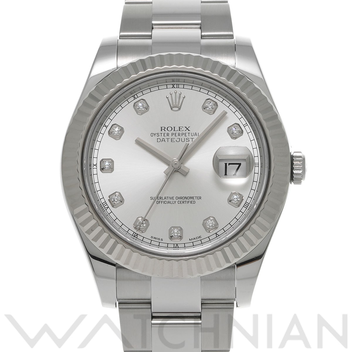 ロレックス デイトジャスト II 116334G シルバー/ダイヤモンド メンズ 時計 【中古】【wristwatch】