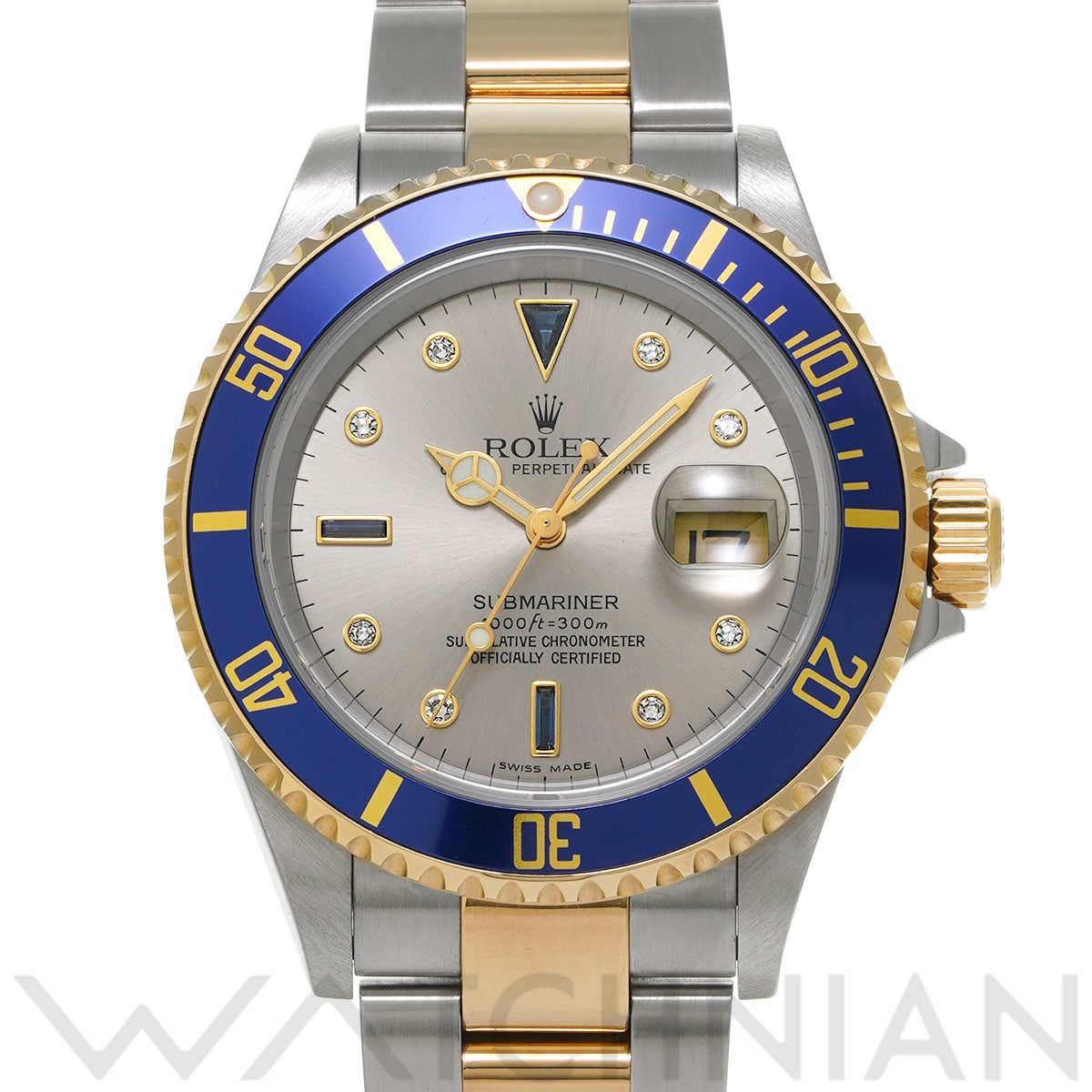 ロレックス サブマリーナ デイト 16613SG グレー/サファイア/ダイヤモンド メンズ 時計 【中古】【wristwatch】