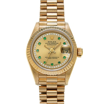 ロレックス デイトジャスト 69178LE シャンパン/ダイヤモンド/エメラルド レディース 時計 【中古】【wristwatch】