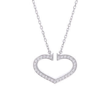 カルティエ Cハート ネックレス LM シルバー K18ホワイトゴールド WG レディース ジュエリー 【中古】【jewelry】