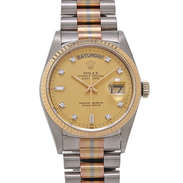 ロレックス デイデイト トリドール 18039BIC シャンパン/ダイヤモンド メンズ 時計 【中古】【wristwatch】