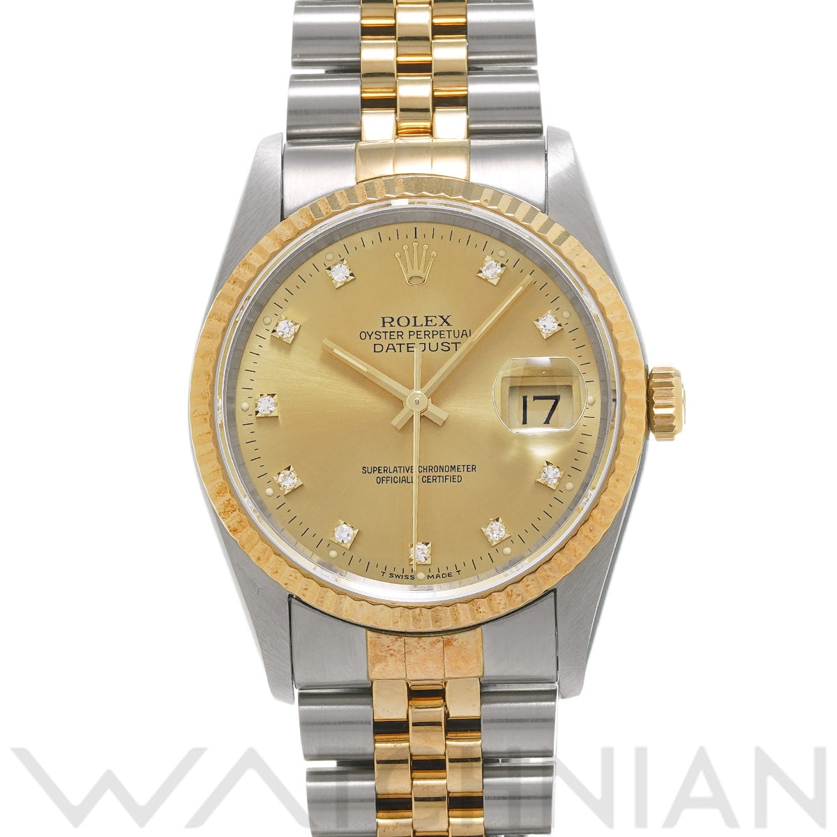 ロレックス デイトジャスト 16233G シャンパン/ダイヤモンド メンズ 時計 【中古】【wristwatch】