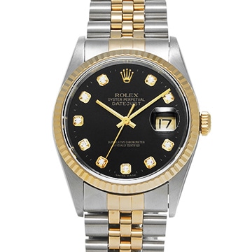 ロレックス デイトジャスト 36 16233G ブラック/ダイヤモンド メンズ 時計 【中古】【wristwatch】