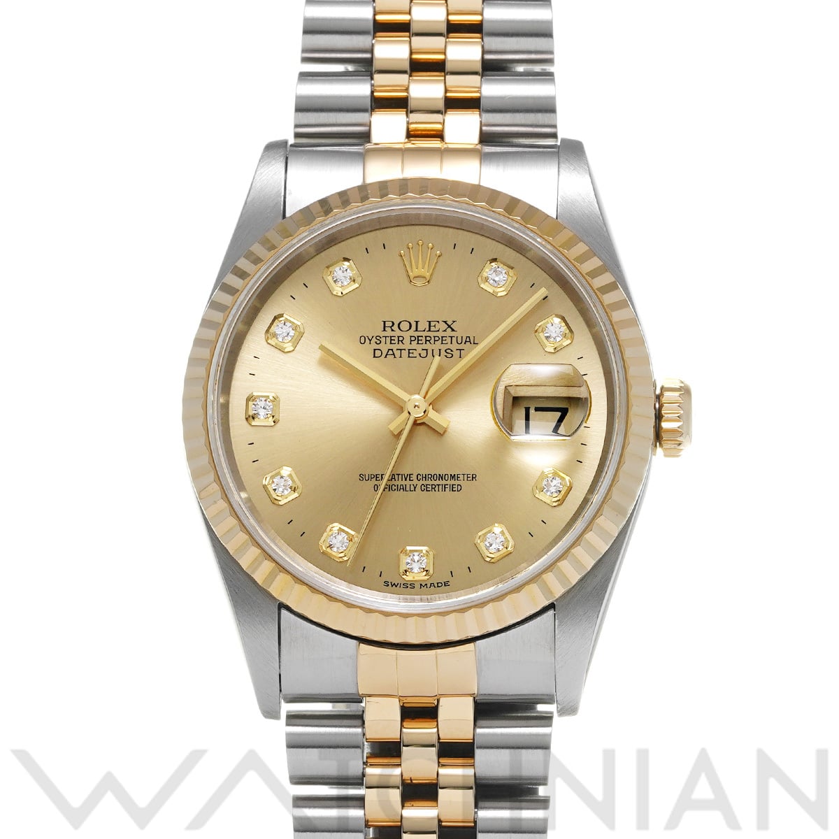 ロレックス デイトジャスト 16233G シャンパン/ダイヤモンド メンズ 時計 【中古】【wristwatch】