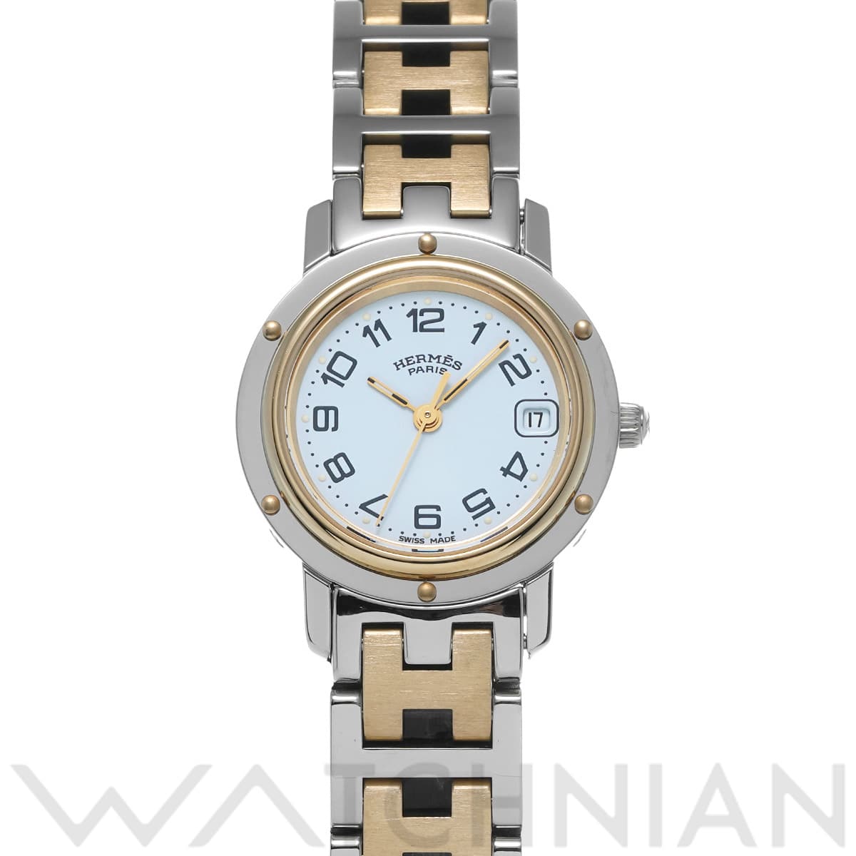 エルメス クリッパー CL4.220 ホワイト レディース 時計 【中古】【wristwatch】