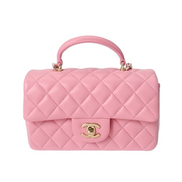 シャネル マトラッセ トップハンドル ミニ クラシック 2WAY ピンク AS2431 ラムスキン レディース バッグ 【中古】【bag】