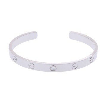 カルティエ ラブオープン ブレスレット #17 1PD シルバー K18ホワイトゴールド WG レディース ジュエリー 【中古】【jewelry】