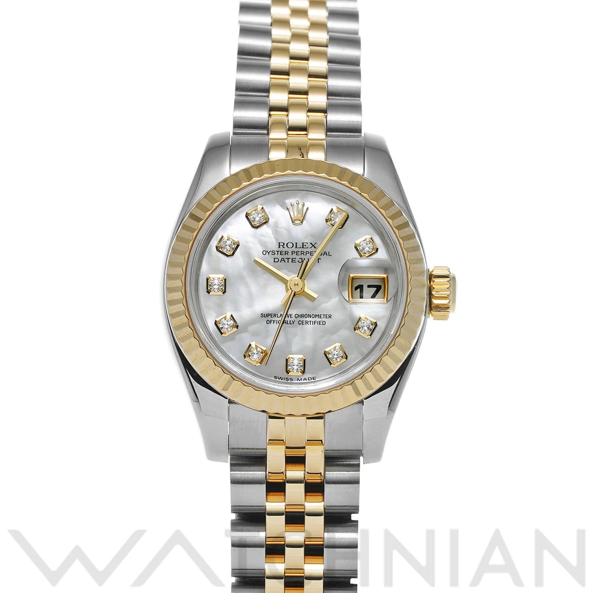 ロレックス レディ デイトジャスト 26 179173NG ホワイトシェル/ダイヤモンド レディース 時計 【中古】【wristwatch】