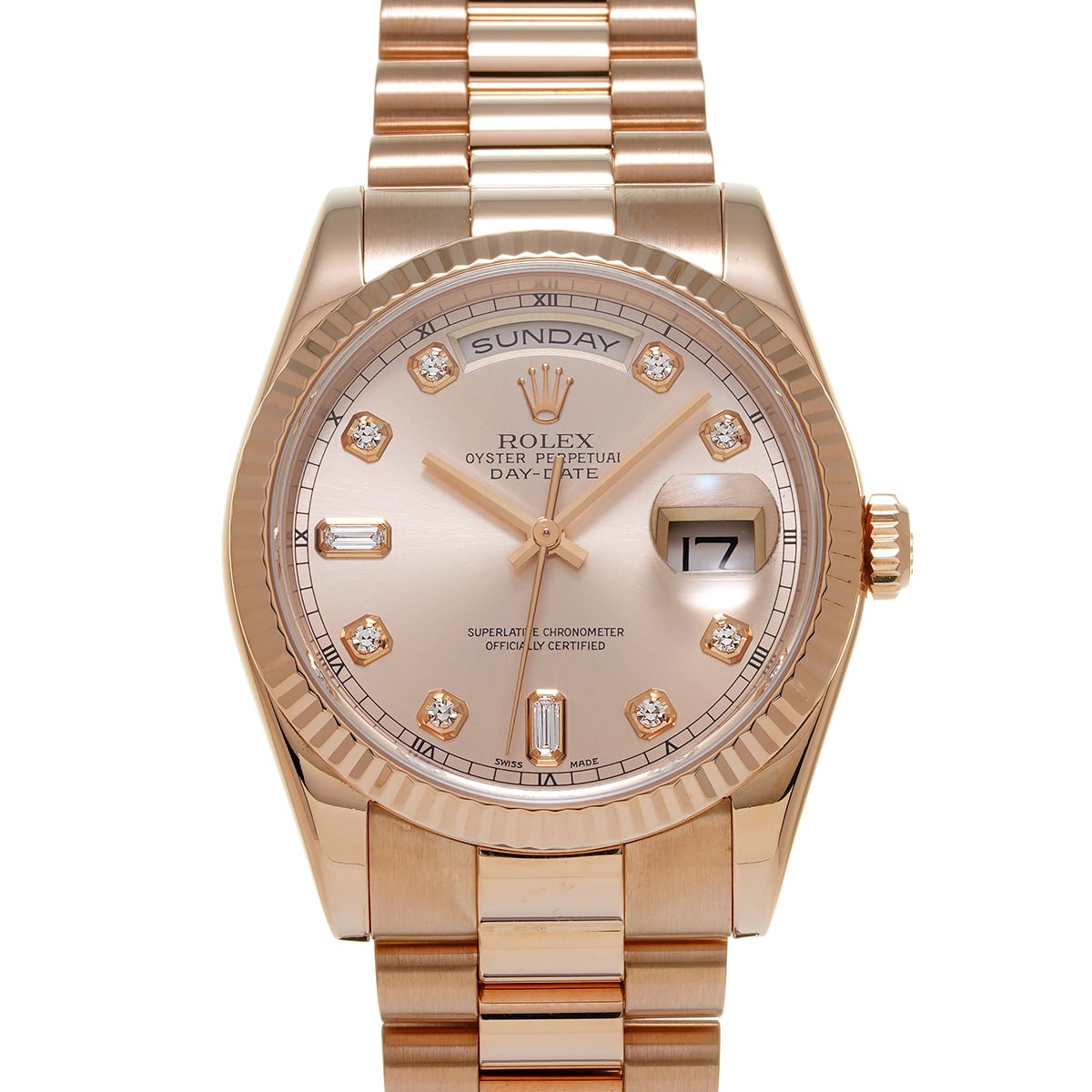 ロレックス デイデイト 36 118235A ピンク/ダイヤモンド メンズ 時計 【中古】【wristwatch】
