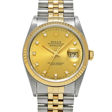 ロレックス デイトジャスト 16233G シャンパン/ダイヤモンド メンズ 時計 【中古】【wristwatch】
