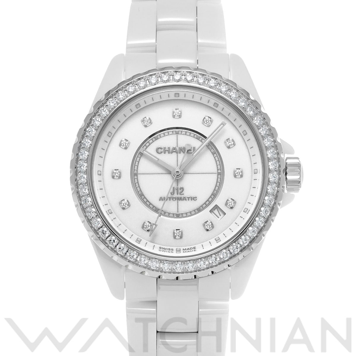シャネル J12 キャリバー12.1 H7189 ホワイトラッカー/ダイヤモンド メンズ 時計 【中古】【wristwatch】
