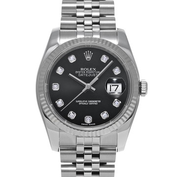 ロレックス デイトジャスト 116234G ブラック/ダイヤモンド メンズ 時計 【中古】【wristwatch】