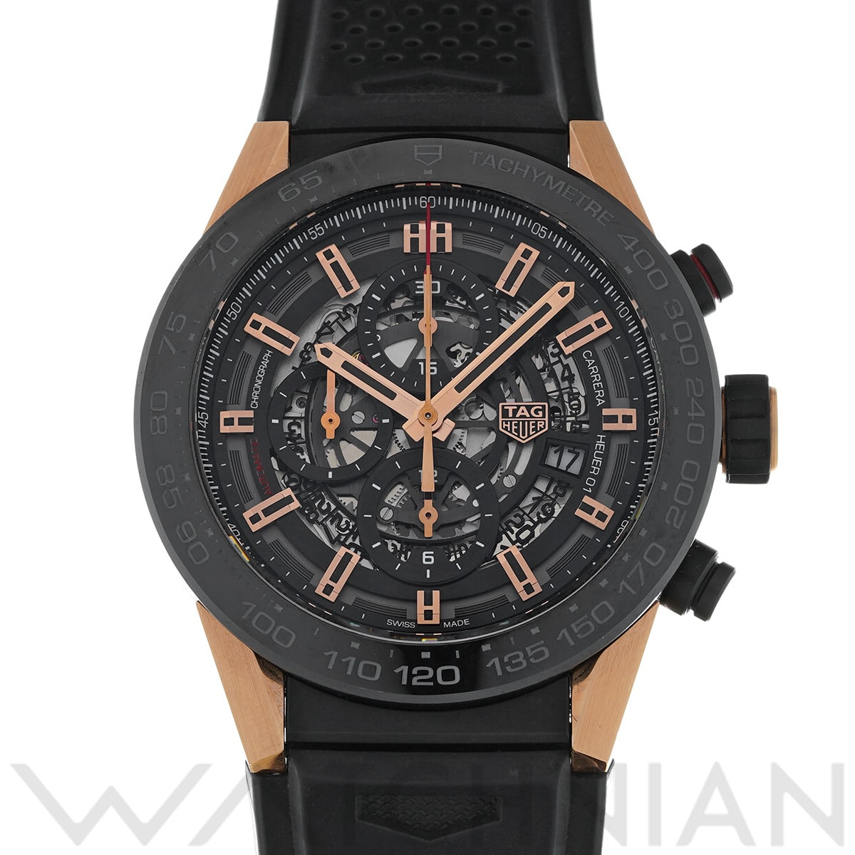 タグ ホイヤー カレラ キャリバーホイヤー01 クロノグラフ CAR2A5A.FT6044 ブラック メンズ 時計 【中古】【wristwatch】