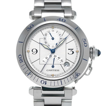 カルティエ パシャ 38mm GMT パワーリザーブ W31037H3 シルバー メンズ 時計 【中古】【wristwatch】