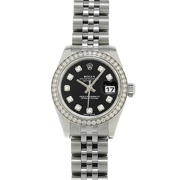 ロレックス デイトジャスト レディ 179384G ブラック/ダイヤモンド レディース 時計 【中古】【wristwatch】