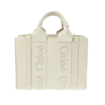 クロエ WOODY スモールトートバッグ ホワイト CHC22WS397I60101 スムースカーフ レディース バッグ 【中古】【bag】