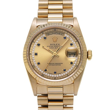 ロレックス デイデイト 18238LS シャンパン/ダイヤモンド/サファイア メンズ 時計 【中古】【wristwatch】