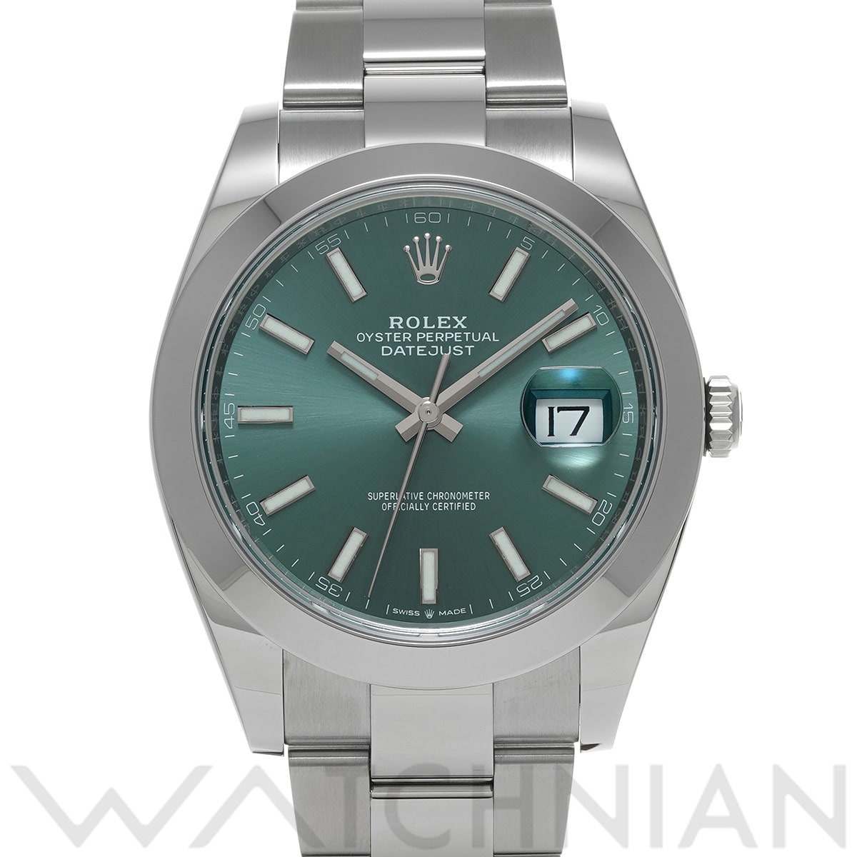 ロレックス デイトジャスト 41 126300 ミントグリーン メンズ 時計 【中古】【wristwatch】