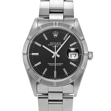 ロレックス オイスターパーペチュアル デイト 34 15210 ブラック メンズ 時計 【中古】【wristwatch】