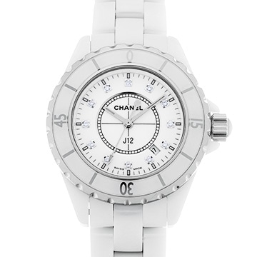 シャネル J12 33MM H1628 ホワイト/ダイヤモンド レディース 時計 【中古】【wristwatch】
