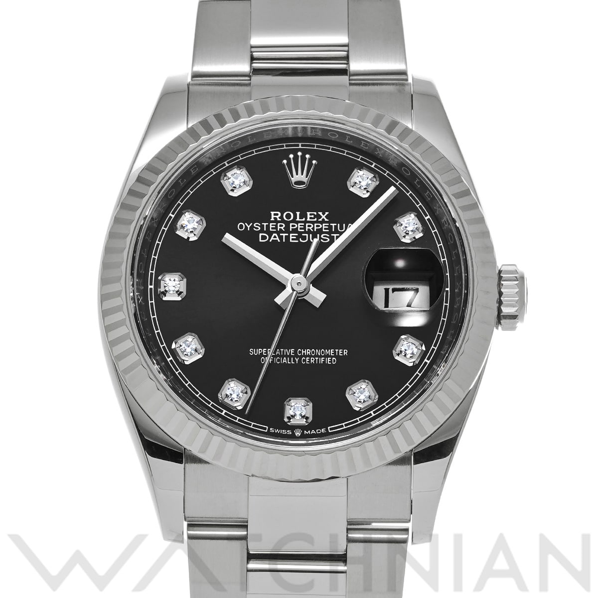 ロレックス デイトジャスト 36 126234G ブライトブラック/ダイヤモンド メンズ 時計 【中古】【wristwatch】