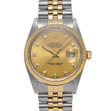 ロレックス デイトジャスト 16013G シャンパン/ダイヤモンド メンズ 時計 【中古】【wristwatch】