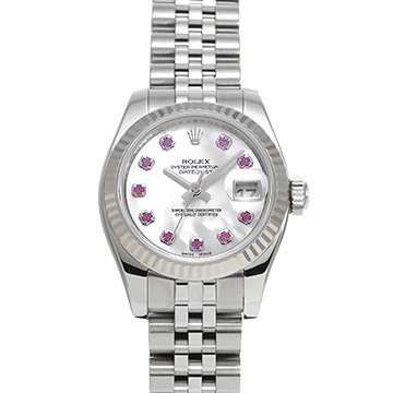 ロレックス デイトジャスト 179174NGR ホワイトシェル/ルビー レディース 時計 【中古】【wristwatch】