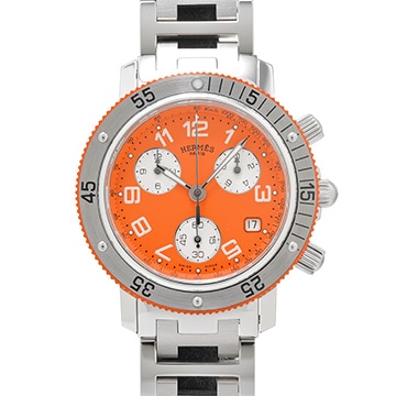 エルメス クリッパー ダイバー クロノグラフ CL2.916 オレンジ/シルバー メンズ 時計 【中古】【wristwatch】