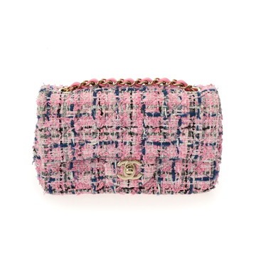 シャネル ミニフラップバッグ 20 ピンク/ゴールド金具 A69900 ツイード レディース バッグ 【中古】【bag】