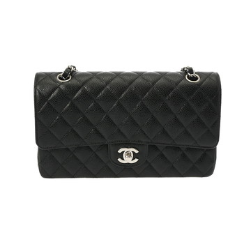 シャネル マトラッセ クラシック ハンドバッグ 25cm ブラック/シルバー金具 A01112 キャビアスキン レディース バッグ 【中古】【bag】