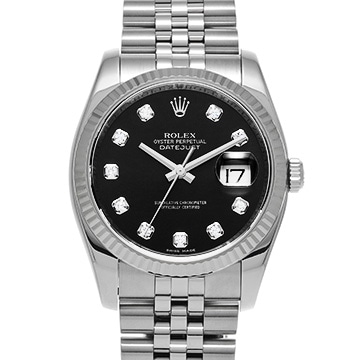 ロレックス デイトジャスト 116234G ブラック/ダイヤモンド メンズ 時計 【中古】【wristwatch】