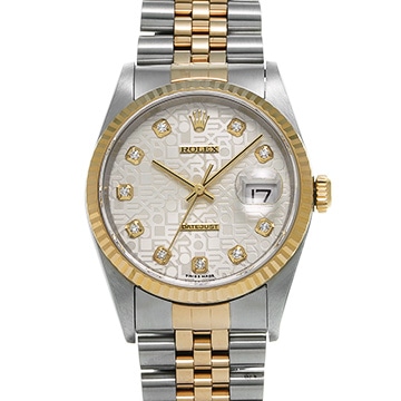 ロレックス デイトジャスト 16233G シルバーコンピュータ/ダイヤモンド メンズ 時計 【中古】【wristwatch】