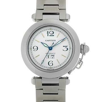 カルティエ パシャC ビッグデイト W31044M7 ホワイト ユニセックス 時計 【中古】【wristwatch】