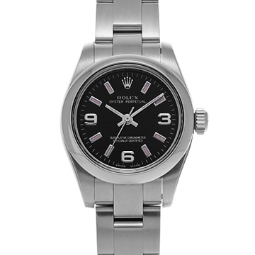 ロレックス オイスターパーペチュアル 26 176200 ブラック レディース 時計 【中古】【wristwatch】