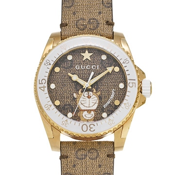 グッチ ダイブ ドラえもん YA136334 ブラウン メンズ 時計 【中古】【wristwatch】