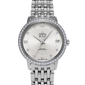 オメガ デ ヴィル プレステージ コーアクシャル 424.15.33.20.52.001 シルバー/ダイヤモンド レディース 時計 【中古】【wristwatch】
