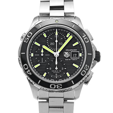 タグ ホイヤー アクアレーサー キャリバー16 クロノグラフ CAK2111.FT8019 ブラック メンズ 時計 【中古】【wristwatch】
