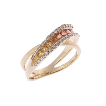 ノーブランド マルチカラーサファイアリング ゴールド K18イエローゴールド YG レディース ジュエリー 【中古】【jewelry】