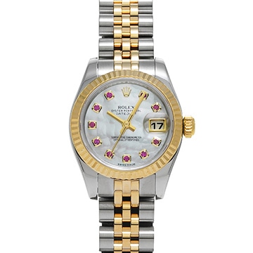 ロレックス デイトジャスト 179173NGR ホワイトシェル/ルビー レディース 時計 【中古】【wristwatch】